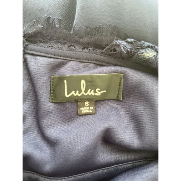 Lulus Dress Dance All Evening Navy Blue Lace Size Small Maxi Chiffon Bridesmaid - Picture 7 of 8